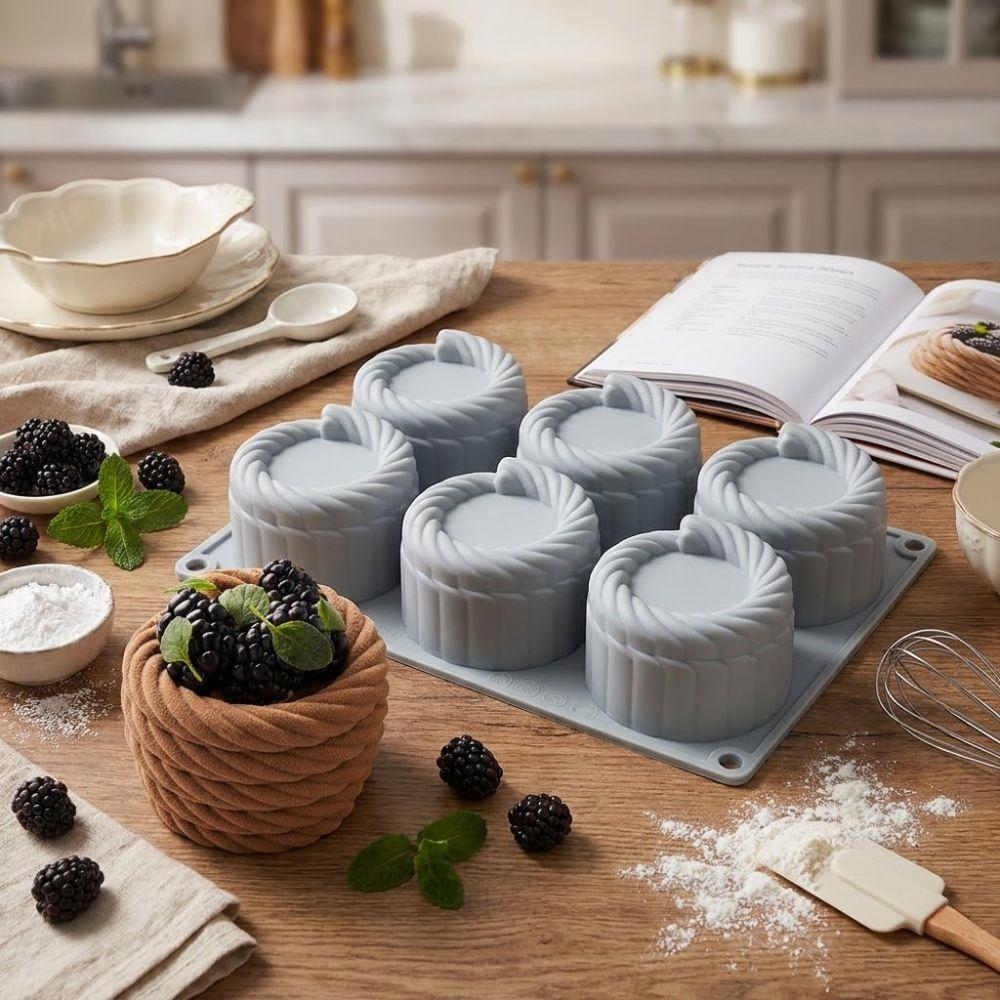 Silicone Mousse Cake Mold Hemp Rope Flower Basket Easy Release Scented Candle Molds High-temperature Resistant