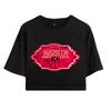 NEUE 4 Farben frauen Casual Hazbin Hotel Kostüm Kurzarm Crop Top Lustige T-shirts Oansatz Coole Tops