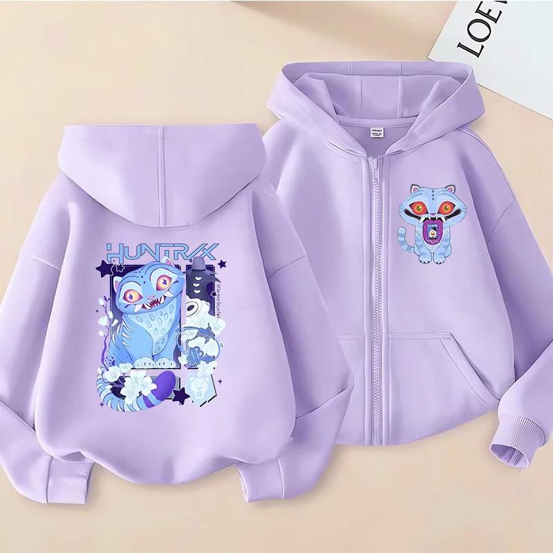 Children's Zippered Sweatshirt Tiger Kpop Devil Hunter Hoodie Children's Clothing Girls Boys Autumn Sweatshirt Zippered Hoodie