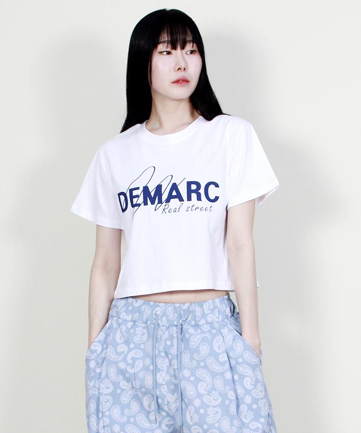 Deumakeu Logo Graphic Crop Short Sleeve T-Shirt White