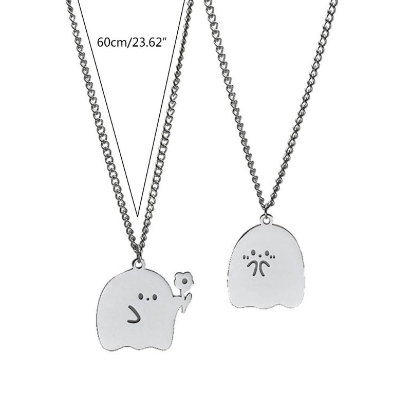 2 Pack Specter Pendant Necklace Chain Necklaces Birthday Gift Necklaces Stainless Steel Texture for Party and Daily