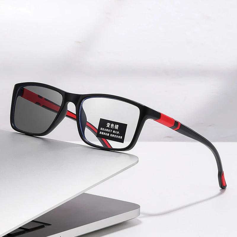 Vintage Pochromic Myopia Glasses Women Men Anti Blue Light Near Sight Eyeglasses Ultra Light Color Change Eyewear 0 To -4.0
