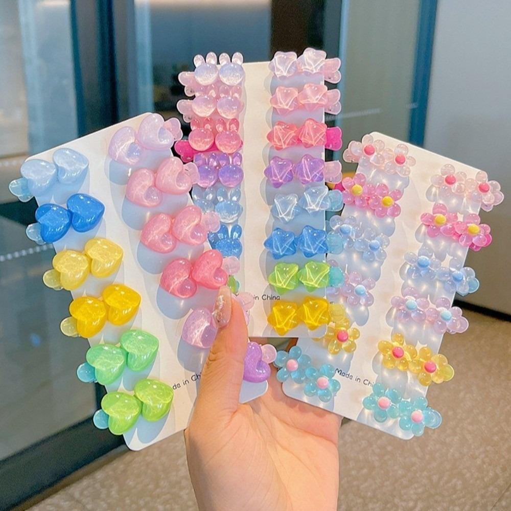 Small Flower Heart Hairpin Acrylic Side Hair Clips Cute Kids Hair Clips  For Kids