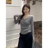 Women's Slim-fit Long-sleeve Waist-cinching V-neck Top - Autumn Fashion Versatile Base Layer