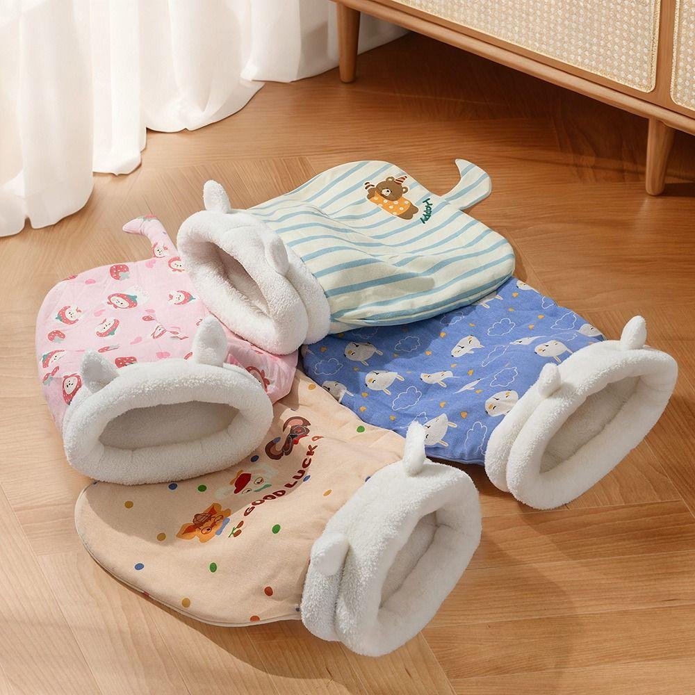 with Ears Cat Cave Bed Plush Cat Nest Mat Cute Cat Sleeping Bag  Pet Supplies