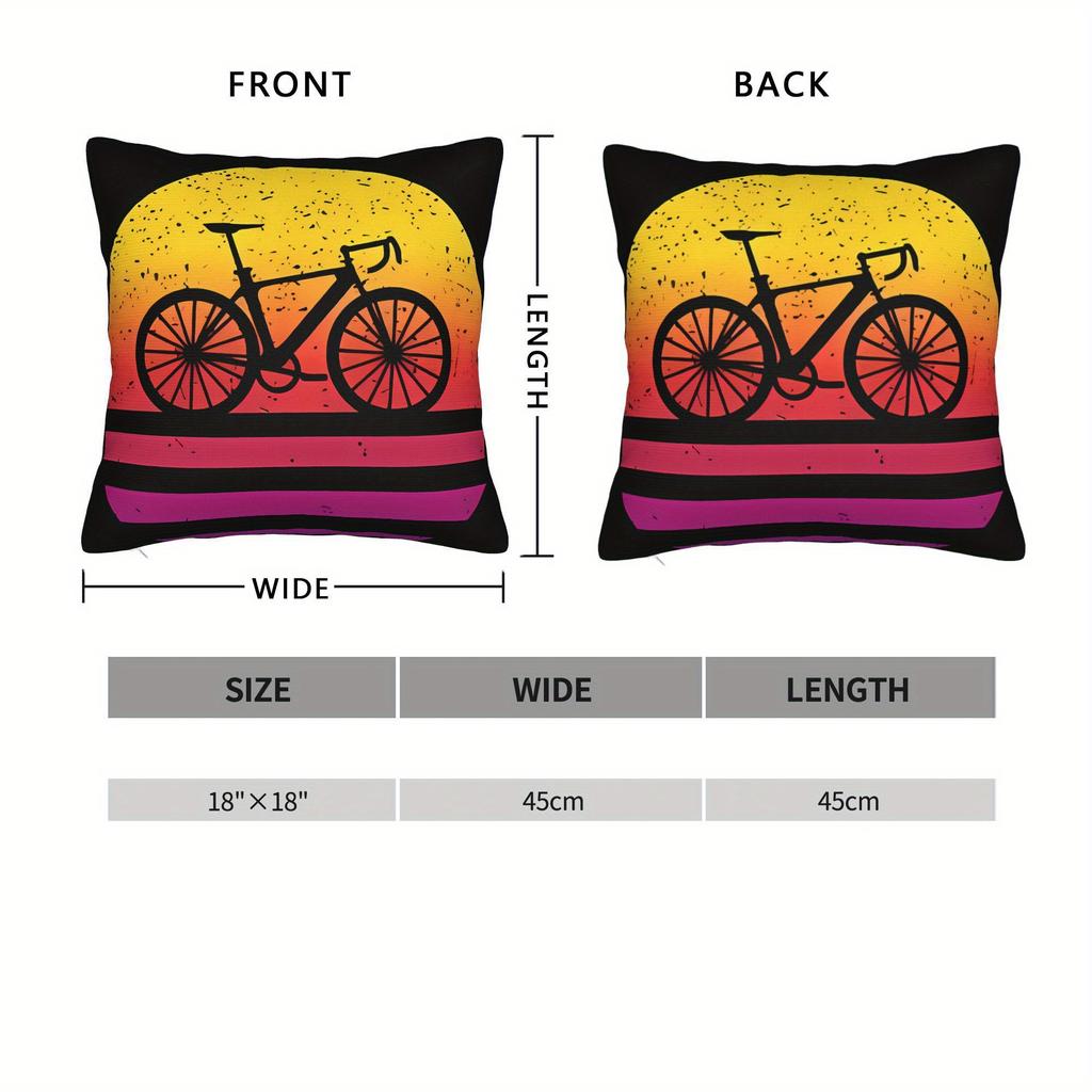 Retro Fiets Kunst Kussenhoes, Vintage Zonsondergang Fietsen Ontwerp Kussenhoes Voor Woonkamer Slaapkamer Huisdecoratie Cadeau 40X40Cm