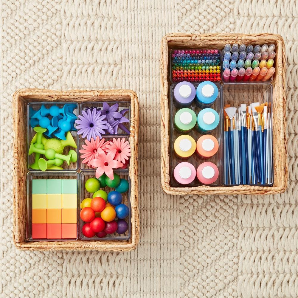 Medium Clear Storage Bin Organizer Stackable Modular BPA Free Plastic Insert Home Office Toy Room Kitchen Fridge Organization
