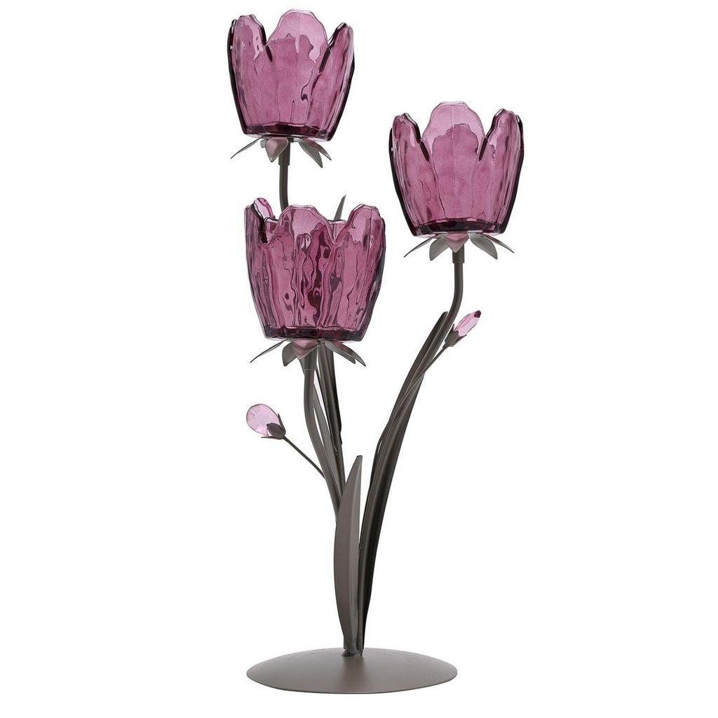 Hestia Glass Stem Triple Tealight Holder