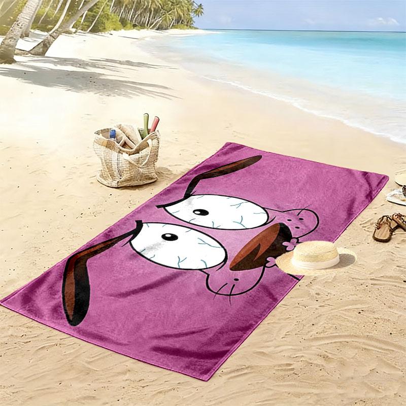 Courage the Cowardly Dog Print Beach Towel, Large Soft Quick Dry Towel for Beach Camping Swimming