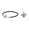 Pandora Moments T-Bar Woven 925 Silver Leather Bracelet Unisex bracelet 591675C01