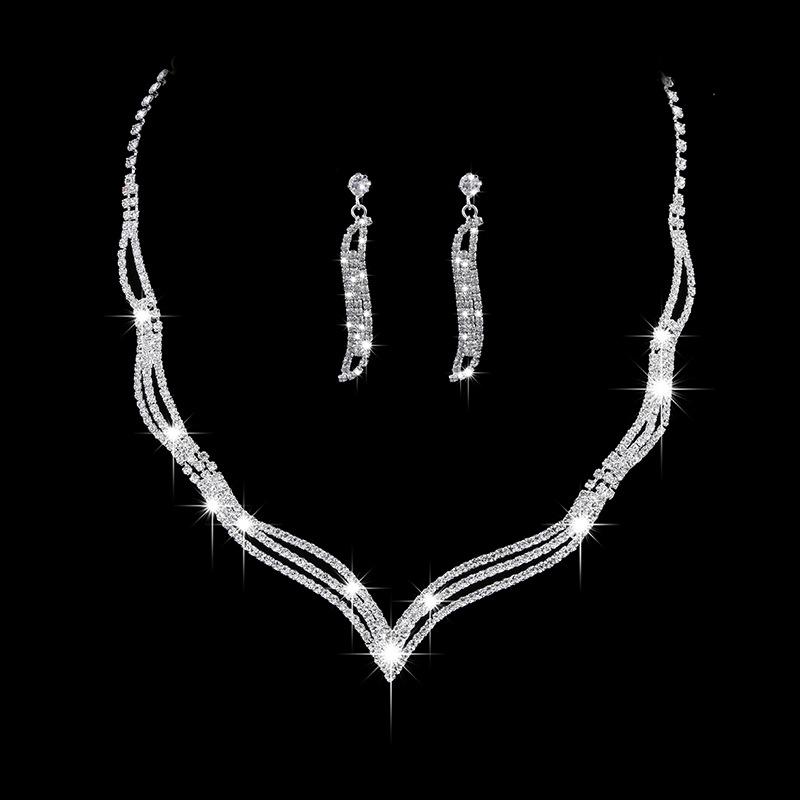 Bridal Jewelry Delicate Ol Claw Chain Rhinestone Fox Tail Necklace, Earrings Set 472