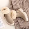 Fashion Winter Snow boots women luxury rabbit fur short botas nubuck flock ins cotton shoes plush furry botte femme 40-43 plus size
