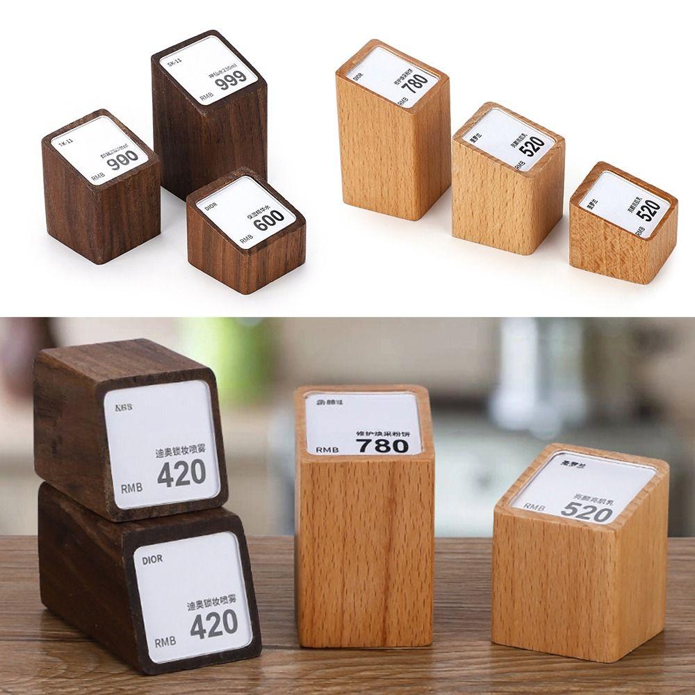 Wood Base Price Tag Holder Acrylic Window Acrylic Label Stand Display Stand  Jewelry Display
