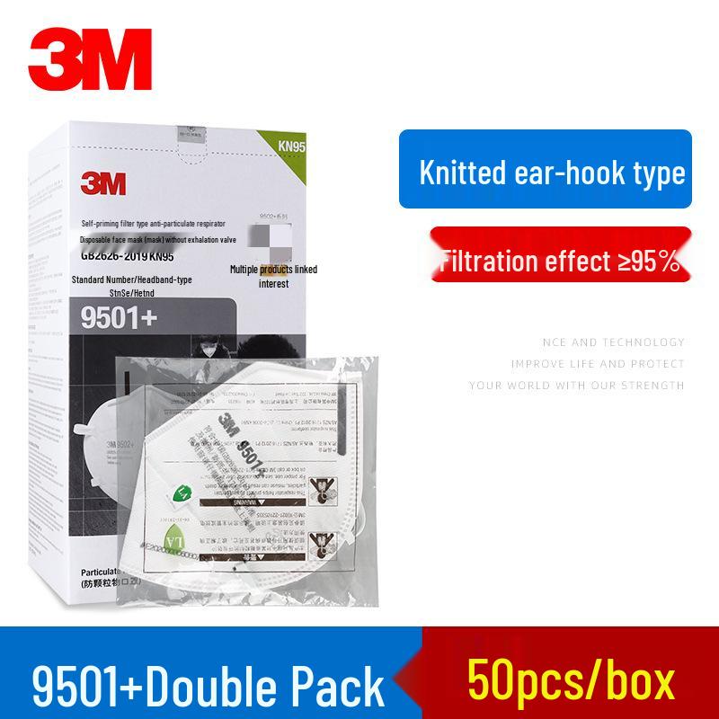 3M 9501+ & 9502+ KN95 Mask Double Pack: Comfortable, Anti-Smoke, Anti-Dust