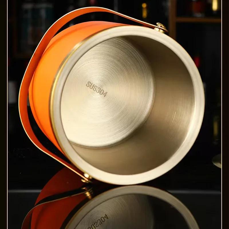 304 2L/3L Stainless Steel Ice Bucket Portable Double Wall Insulated with Lid Hotel Wine Champagne Whiskey Beverage Beer Tools