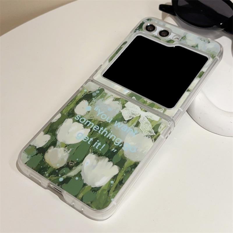 

Чехол для телефона Samsung Zflip3/4/5 Hard Shell с цветочным принтом для женщин — весенние свежие цвета, складной экран вверх/вниз Samsung Z Flip 3