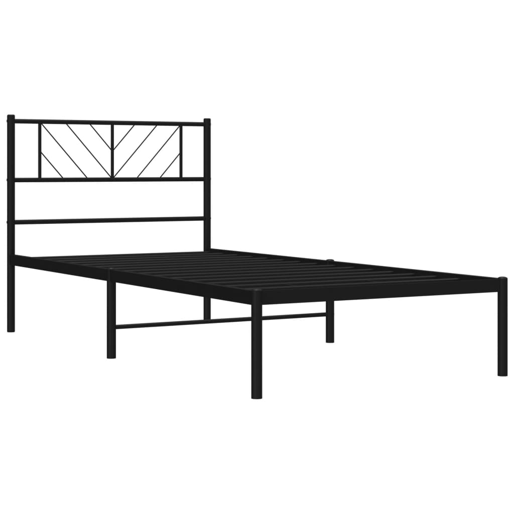 Vidaxl Metalowa Rama Łóżka Z Wezgłowiem, Czarna, 75X190 Cm