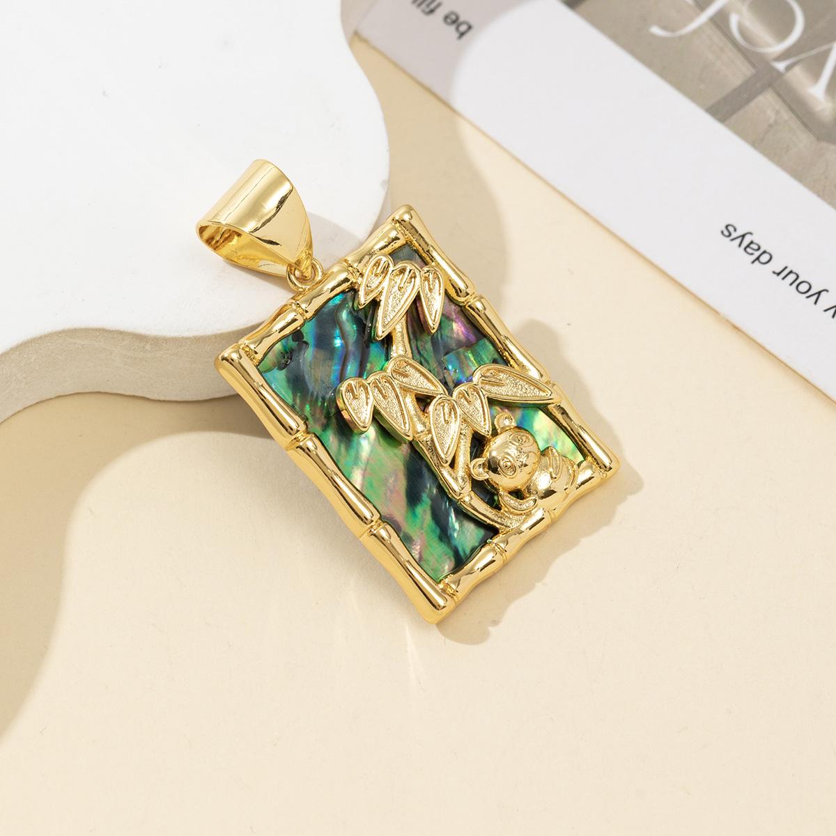 

1 шт., подвеска в виде прямоугольника из натуральной ракушки-ушка с позолоченным краем, украшения ручной работы в стиле бохо, товары для творчества, элегантные подвески-ожерелья для женщин и мужчин 1Pc/28×22mm зелёный