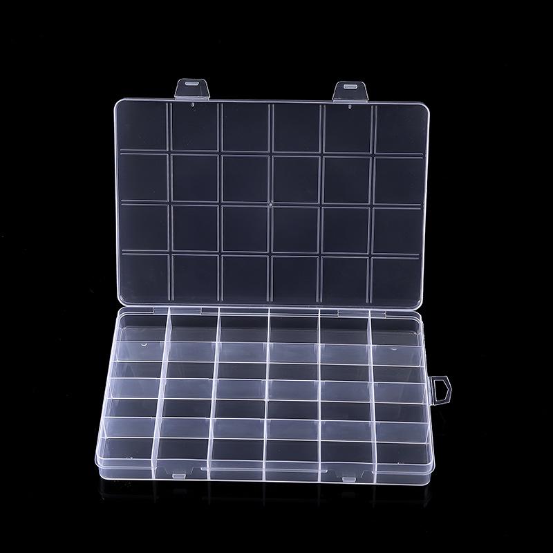 24-Slot Transparent Plastic Storage Box for Accessories and Beading