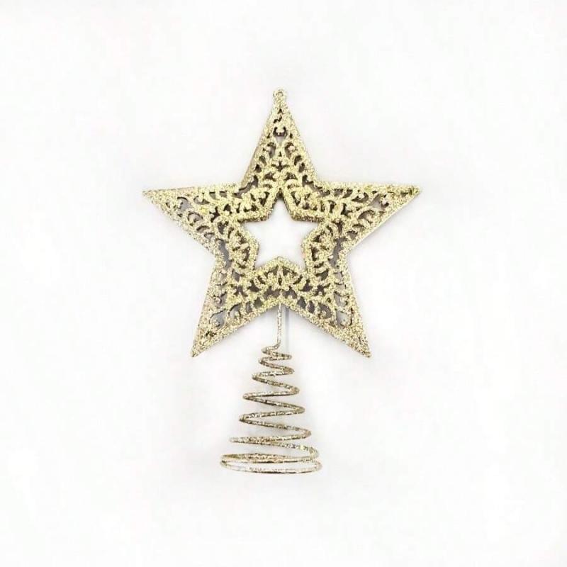 1pcSmall Christmas Tree Top Star Pendant Christmas Tree Top Pentagram Iron Art Decoration Three-Dimensional Sequin Star Ornament