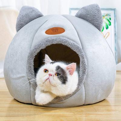 Cat Bed Indoor Cat Dog Warm Winter Closed Type Plus Velvet Round Pet Nest Kitten Kennel Puppy Cage Lounger Dog House