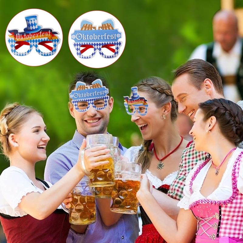 Oktoberfest Party Glasses Paper Glasses Funny Oktoberfest Fancy Dress Photo Booth Props for Kids Adults Bavarian German