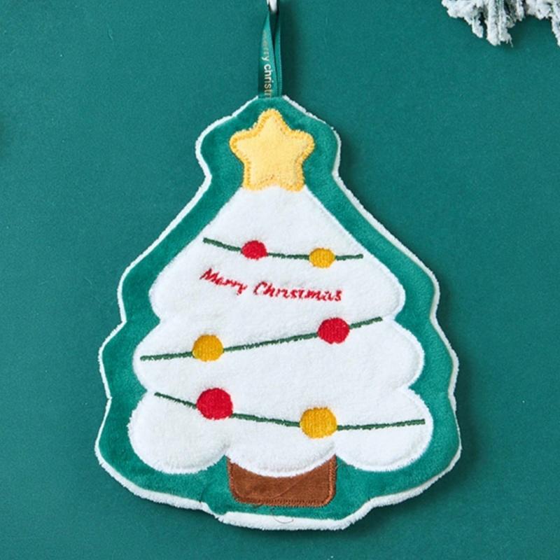 1-piece Christmas Handkerchief - Ultra Soft Coral Fleece with Cute Santa Super Absorbent, Suitable for Kitchens and Bath Rooms