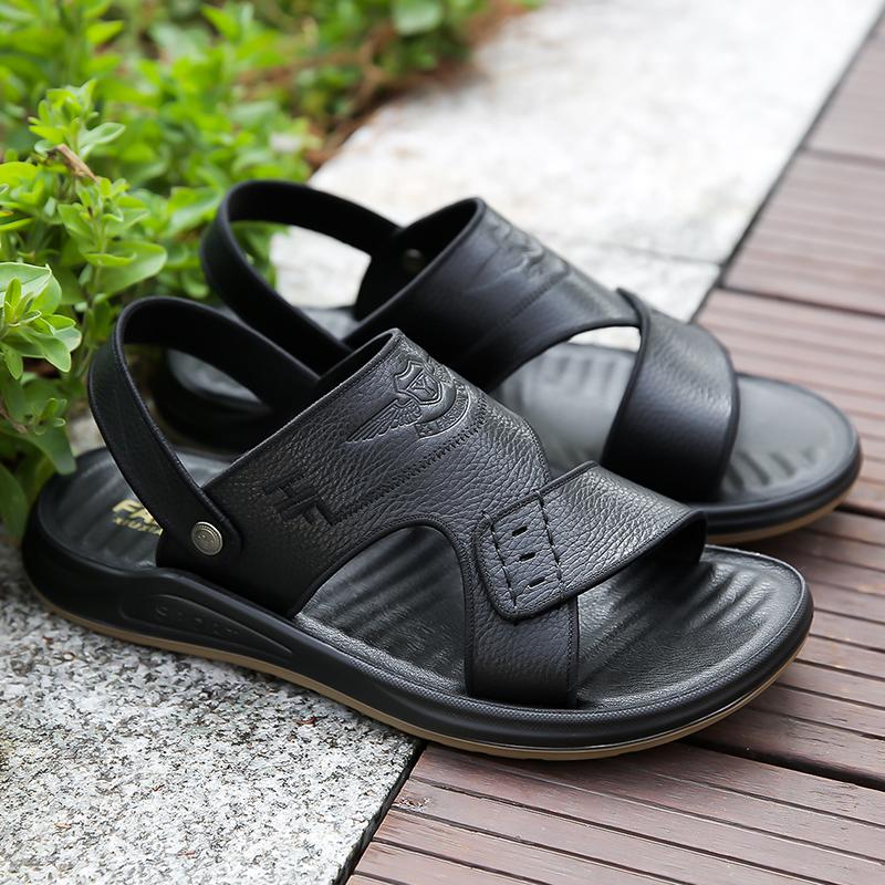 FashionBritish Style Brown Men's Dual-purpose Sandals for Home Commuting Work Cool Summer Camping Beach Shoes Non Slip for Men's