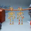 Crystal Halloween Skull Earrings Zircon Long Tassel Drop Earrings Skeleton Dangle Earrings  Unisex