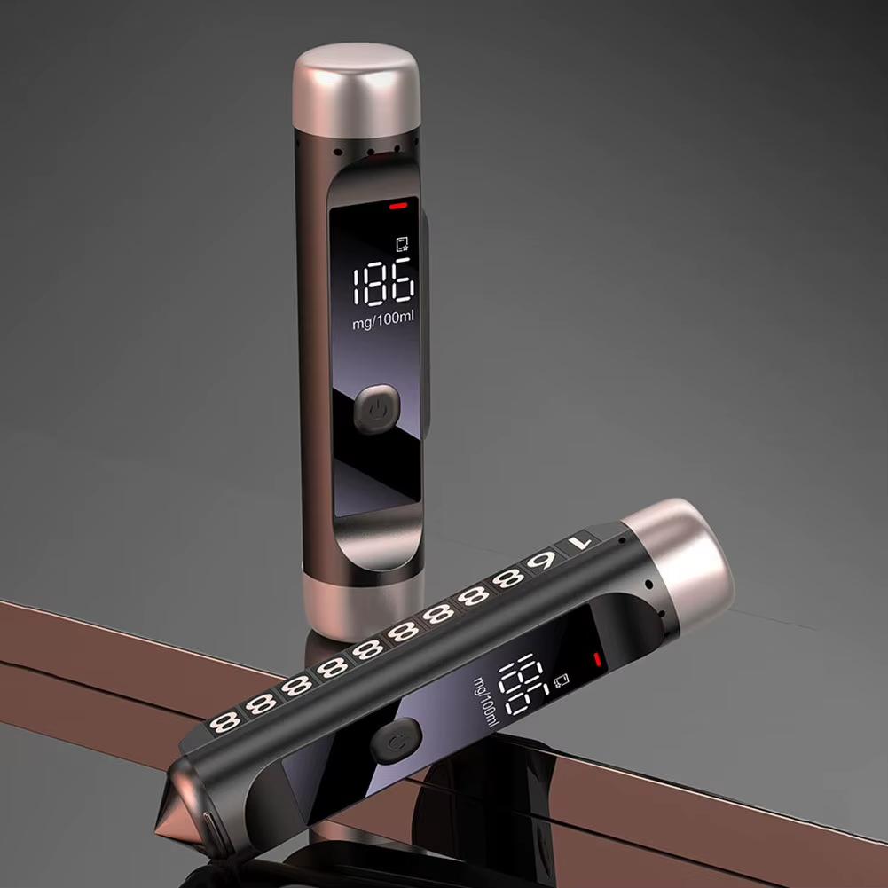 Alcohol Tester + Temporary Parking Number Plate + Window Breaker Blowing Electronic Digital Breathalyzer Portable Alcohol Detector LED Display