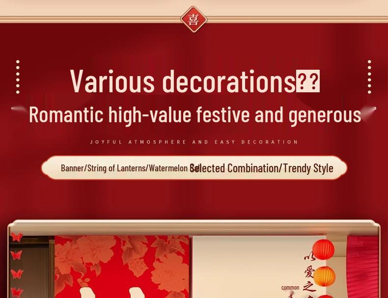 Double Happiness Wedding Banner Set - Room & Wall Décor for Engagements & New Home
