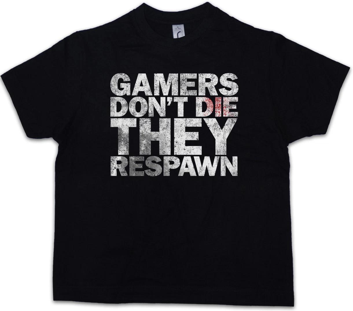 

GAMERS DON T DIE Kids Boys T-Shirt They Respawn Gamer Games Gaming Roleplay RPG 160