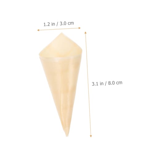 COLLBATH 100pcs Disposable Wooden Cones for Ice Cream, Dessert, Candy, Finger Food, Party Meal Serving