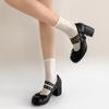 Fashion temperament white French retro thick heel high heels women's 2025 new summer skirt Mary Jane shoes