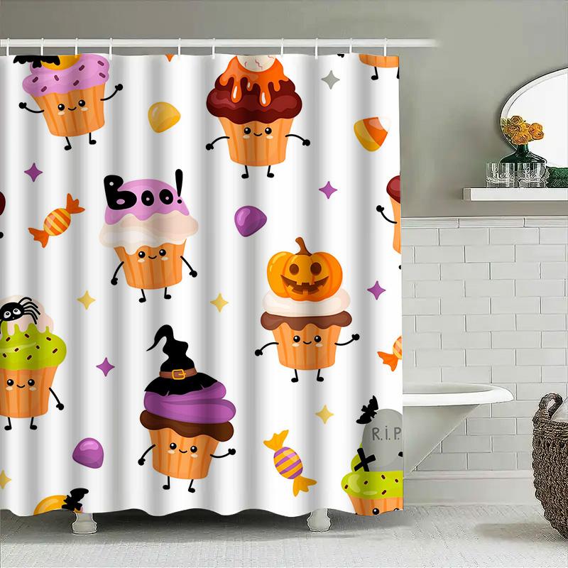 

Tuniu Cute Halloween Cupcake Shower Curtain For Baby Kids Girls Room Decoration W60H190(CM)-1 Pcs