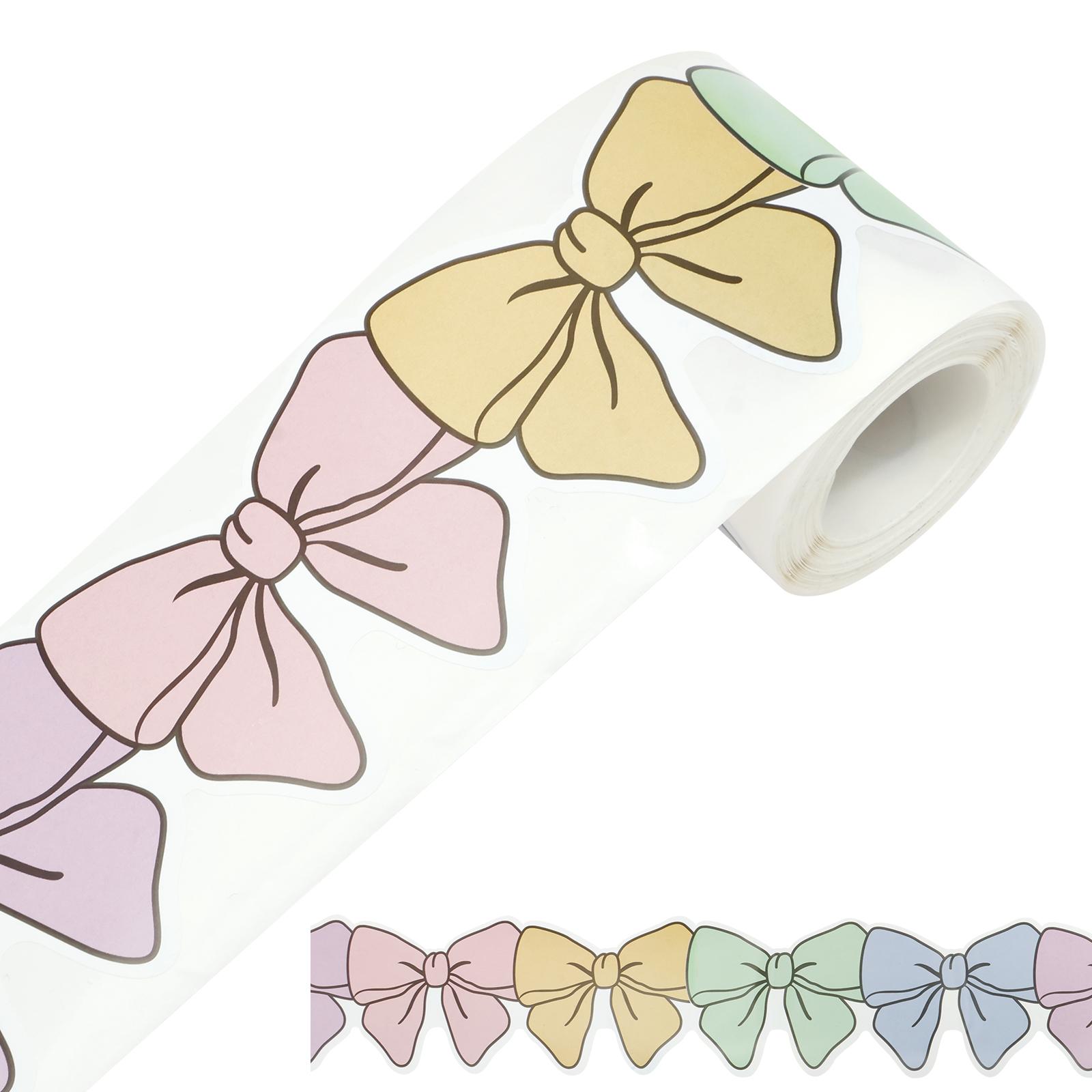 

1/4 Roll Mixed Color Bows Bulletin Board Trim 32.8ft Decorative Cartoon Bows Bulletin Board Border for Chalkboard Wall Classroom