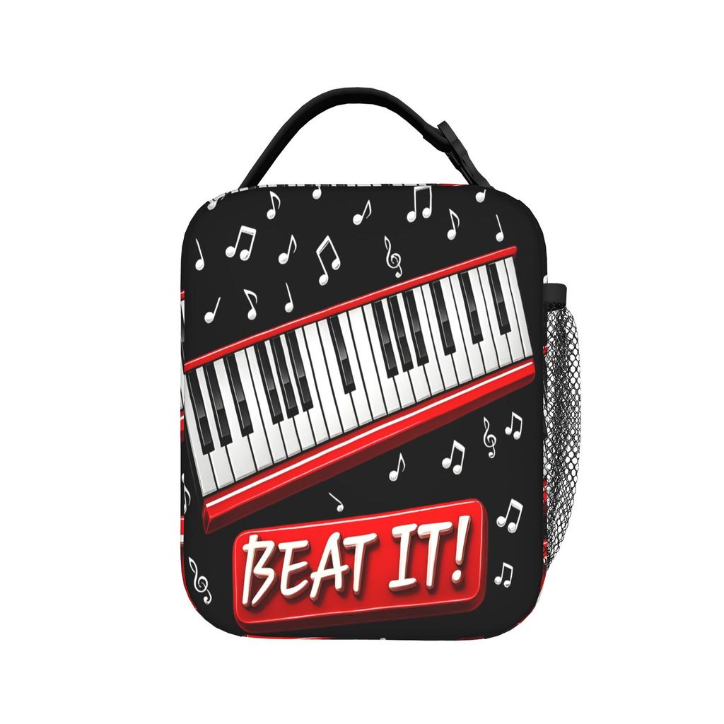 MJ Beat It! Piano Keyboard Lunch Bag Travel Lunch Box For Girls Fun Custom Tote Food Bags Oxford Portable Cooler Bag