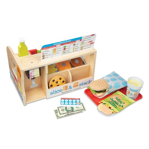 Melissa & Doug Wooden Sandwich Counter Pretend Play Toy, Wooden Toy, Shop, Melissa & Doug