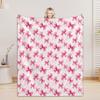 Pink Bow Blanket Flannel Blankets Anniversary Mom's Birthday Gift Throw Blanket Gifts For Mom