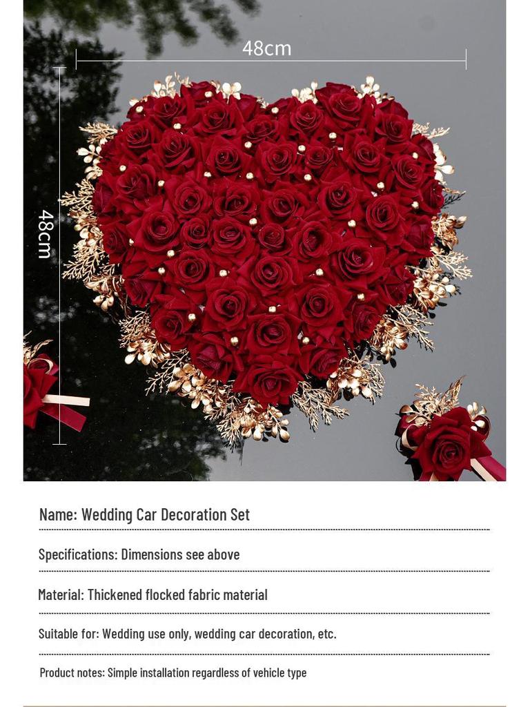 Luxury Wedding Car Decoration Set - Includes Lead Car Floral Arrangement, Main Car Florals, and Greeting Car Flowers