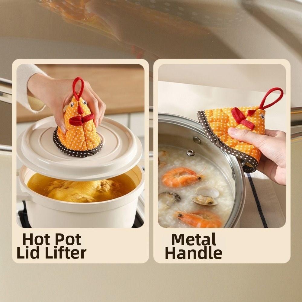 Chicken-shaped Triangle Pot Handle Cap Cotton Non-Slip Heat Insulation Glove with Hanging Hole Cute Hand Protector