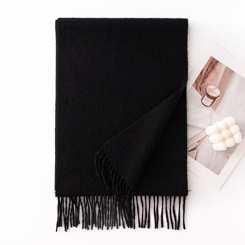 Autumn and Winter New Solid Color Scarf for Women Versatile Neck Scarf Thickened Warm Shawl Simple Tassel
