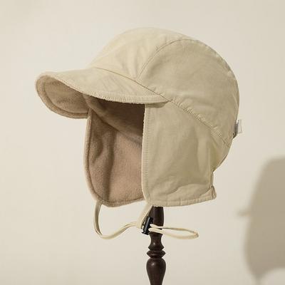Japanese Ear Protection Earflap Hat Windproof Winter Cap Bonnet Hat Solid Color Thick Warm Velvet Pilot Hat Running Cycling