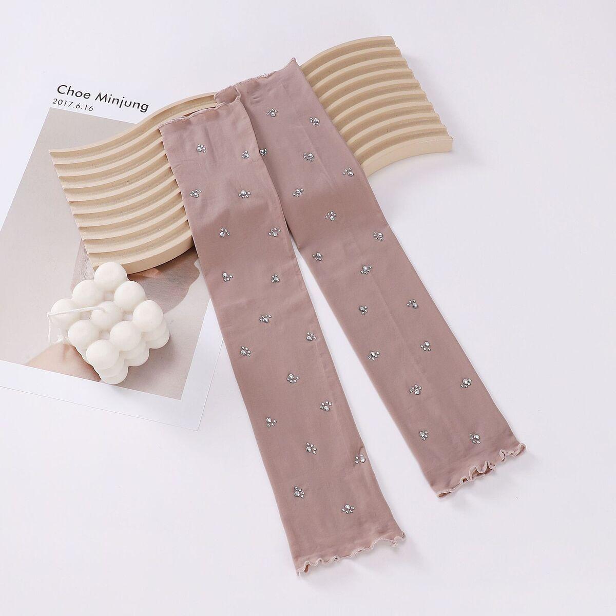 Estampagem a Quente Mangas de Gelo com Proteção Solar para Meninas Para Dirigir e Andar Proteção para os Braços Mangas com Proteção UV Leves e Finas One Size beige