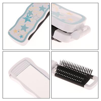 Mini spazzola per capelli pieghevole pettine massaggiante per la testa antistatica portatile da viaggio spazzola per capelli pettini per capelli da ragazza con specchio