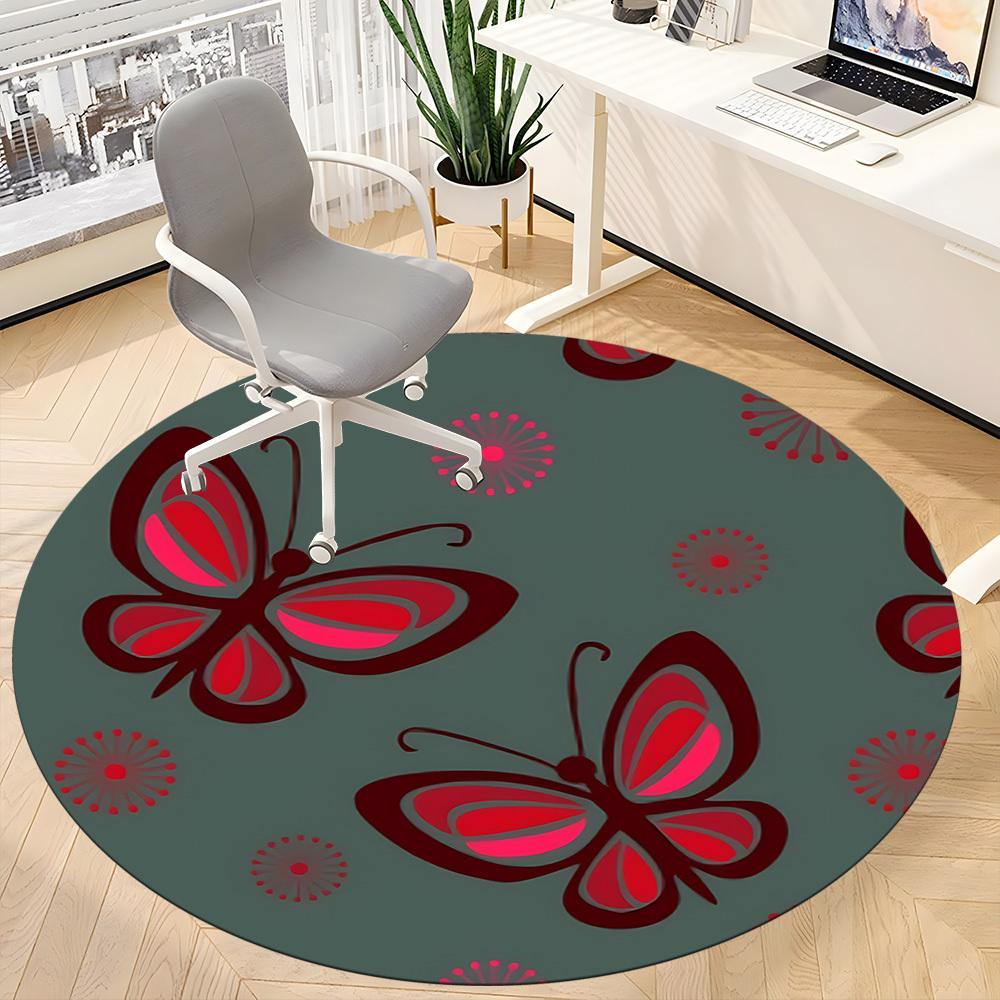 1pc Butterfly Pattern Chair Carpet for Office, Indoor Non Slip Washable Polyester Fiber Carpet,