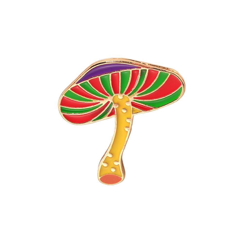Colorful Mushroom Collection Enamel Brooches Cute Agaric Golden Pins For Backpack Bag Hat Jewelry Decoration