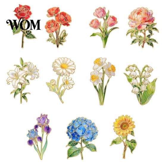 Bright Color Enamel Pin Brooch Pin, Flower Design with Smooth Edges, Lightweight Zinc Alloy Badge for Jackets Scarves Bags Gift
