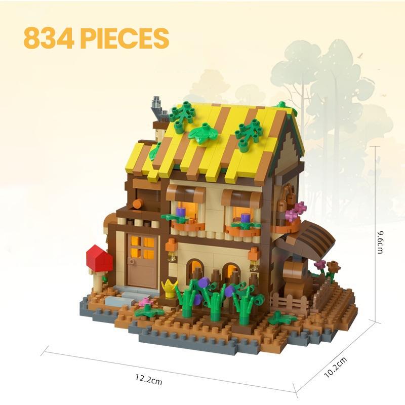 Forest Tree House Building Block Street View Windmill Assembly Construction Brick Children's Puzzle Toys for Kids Birthday Gifts