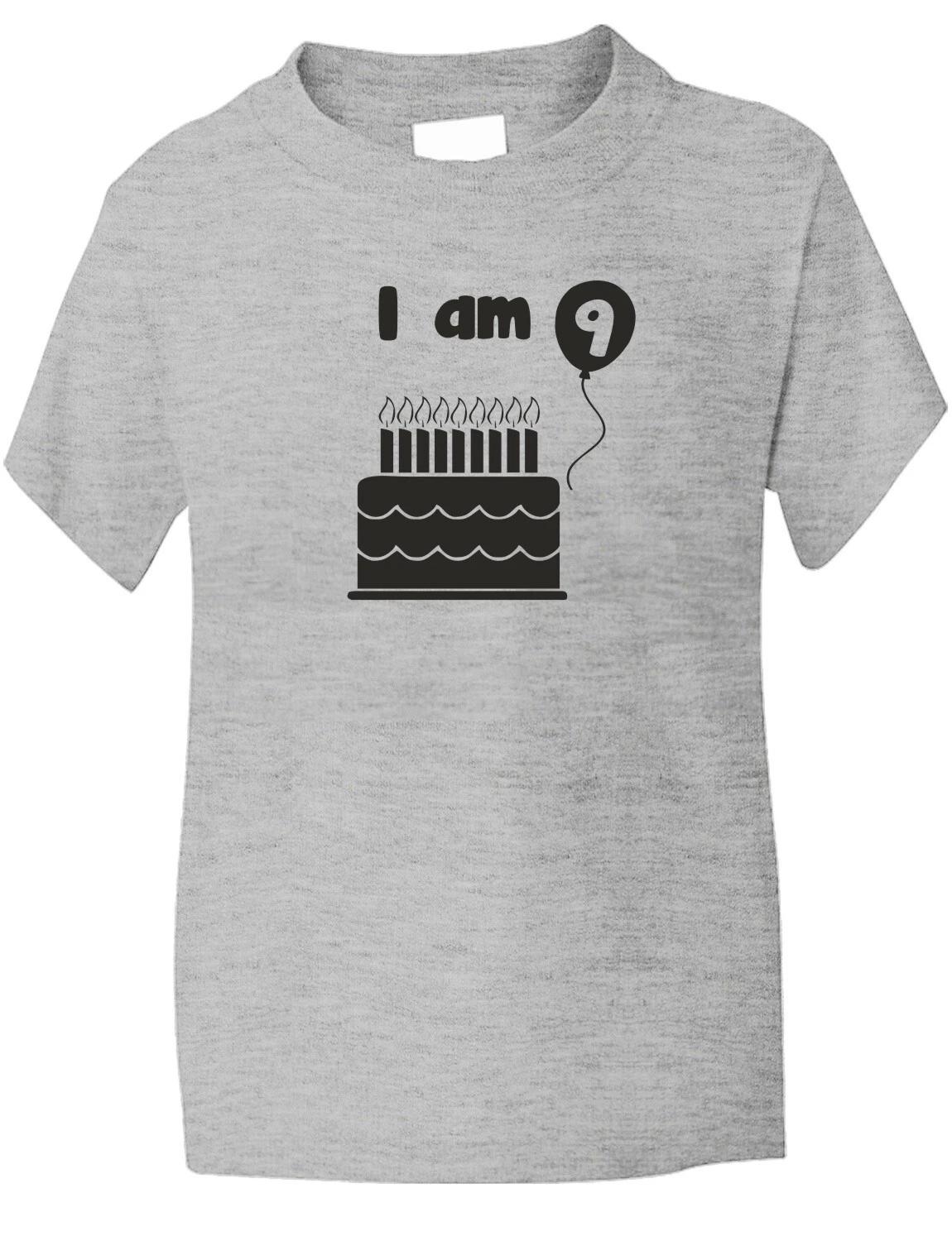 

Birthday Kids Ages I Am 9 Nine T Shirt Gift Present Size S-XXL 4XL